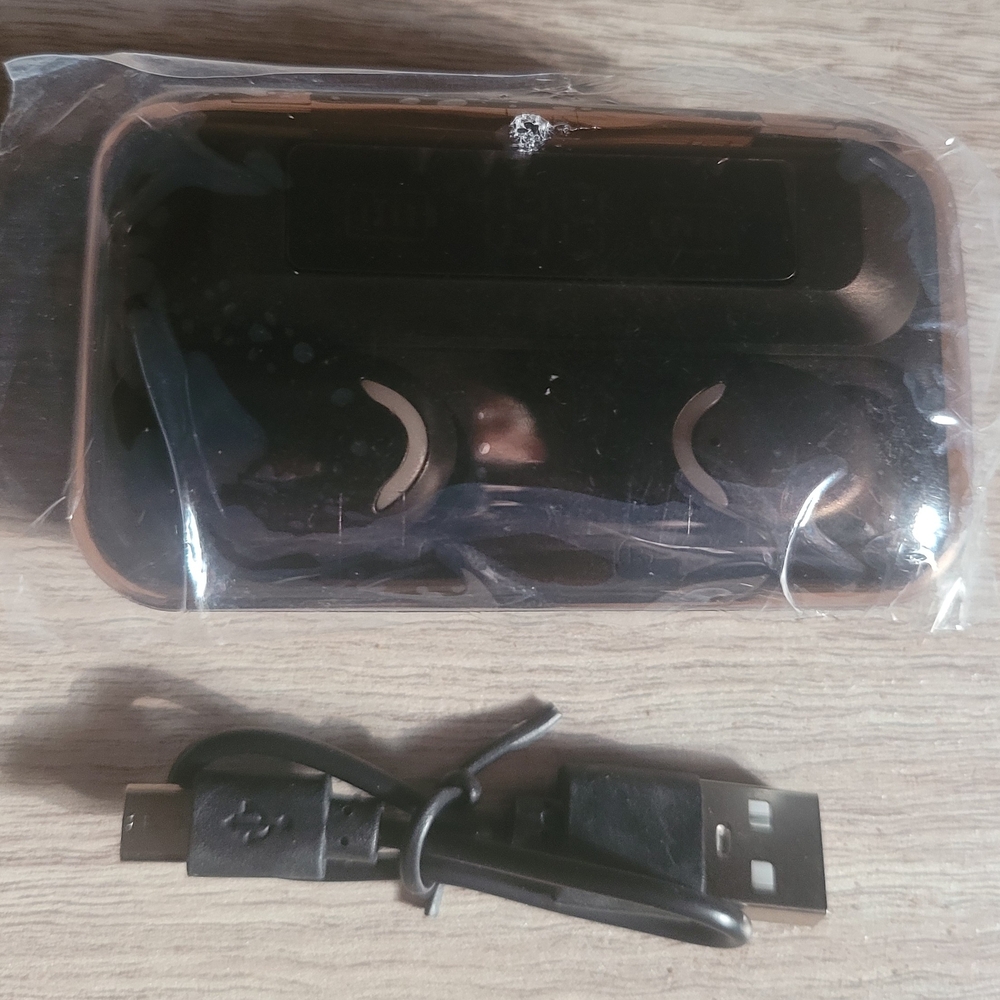 Black Digital earbuds Case And Earbuds